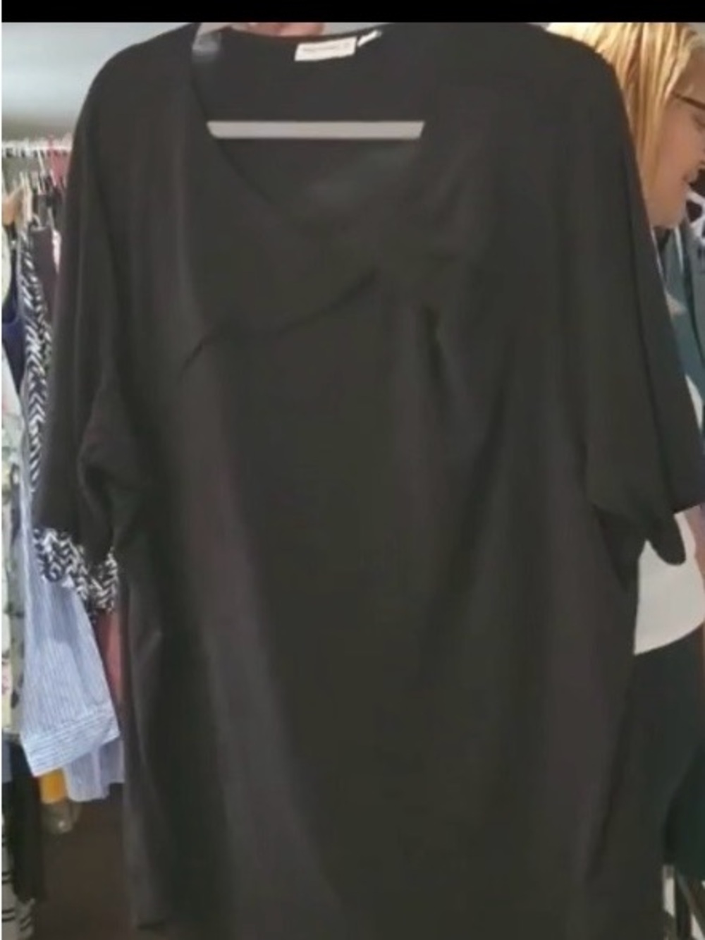 Susan Graver twist front Black Women's V-Neck Top